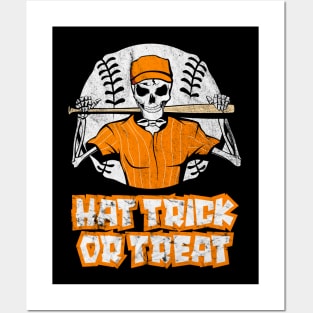 Hat Trick or Treat Skeleton Baseball Halloween Costume Gift Posters and Art